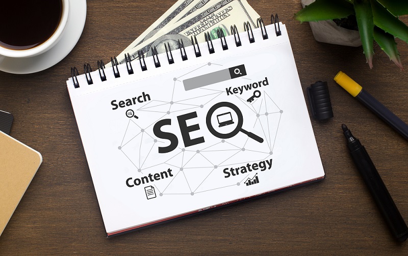 components of seo - search, keywords, content, and strategy