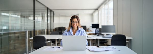 Woman working on her laptop